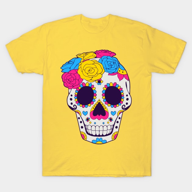 Pansexual Pride - Sugarskull Dia De Los Muertos T-Shirt by celestinaart